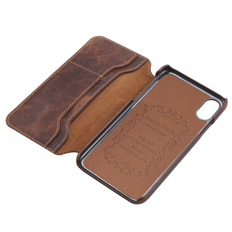 Top Grain Cowhide Oil Wax Flip Phone Case